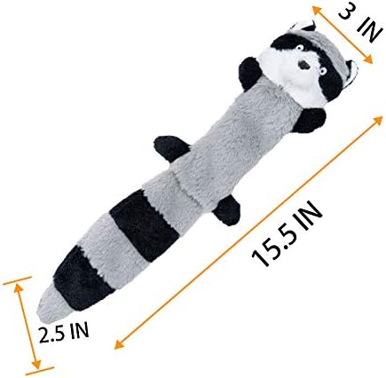 JOYELF Plush Squeaky Dog Toys, No Stuffing Interactive Dog Toys for Medium to Large Dogs with Squeaky and Crinkle Paper for Dog - Fox and Raccoon