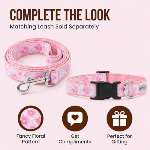 THE WORTHY DOG Summer Print, Adjustable Dog Collar,Medium Dogs, Floral