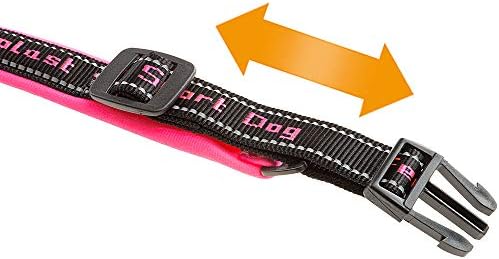 Ferplast Dog Collar Sport Dog, Dog Collar Large Dogs, Soft Padding, Reflective Nylon Dog Collar, Pet Name Tag, Size: 2,5 cm (45-55 cm), Pink