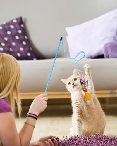 Interactive Cat Toys Donald Trump Toy, Trump Doll Feather Wand Toy, Catnip Toys, Cat Teaser Wand String, Fishing Pole,Kitten Play Exercise Toys,Halloween