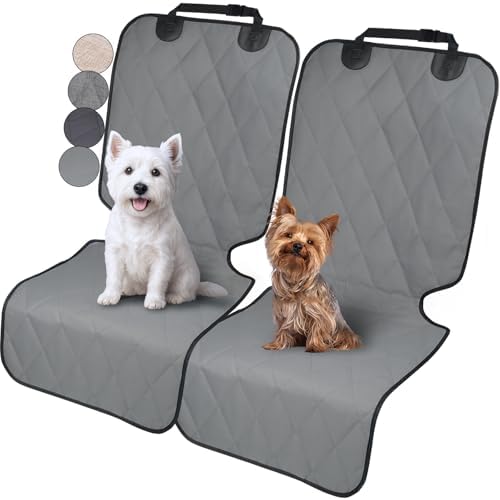 VIVAGLORY Dog Front Seat Cover Car Seat Protector, L, Grey, 2Pack