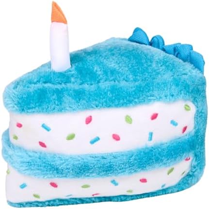 ZippyPaws Birthday Cake Dog Squeaky Toys to Keep Them Busy - Blue