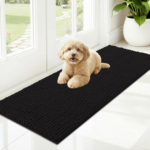 OLANLY Dog Door Mat for Muddy Paws 47x17, Extra Absorbent Chenille Mud Mat