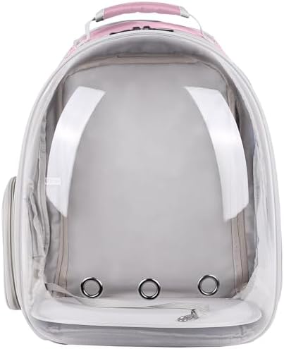 Square Back Extension Pet Backpack Carrier for Cat and Small Puppy up to 12 Pounds, Clear Space Capsule Astronaut Transparent Bubble Window Backpack to Carry and Transport Cat to Vet and Traveling