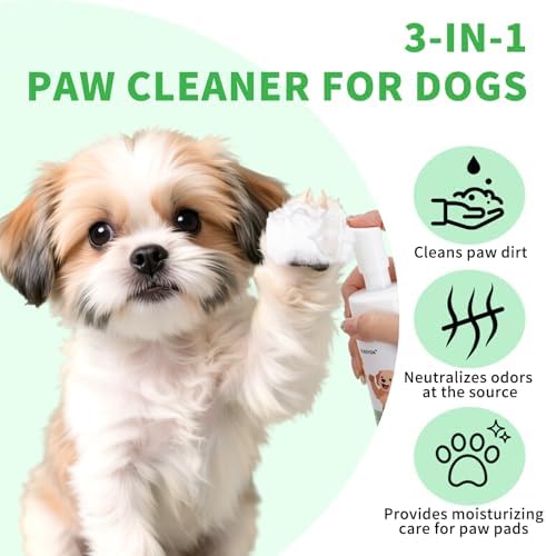 Dog Paw Cleaner Foam with Silicone Brush, No-Rinse Paw Washer for Muddy Paws, Dirt & Odor Removal After Walks, Moisturizing Paw Care for Dogs & Puppies, Gentle pH-Balanced Formula, 5.07 oz