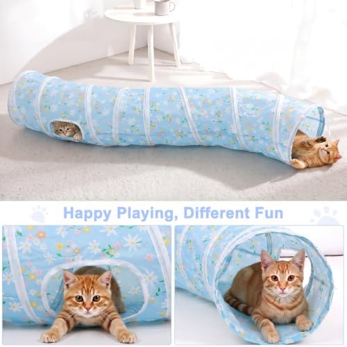 Glittme S-Shape Cat Tunnel, Foldable Cat Tunnels for Indoor Cats