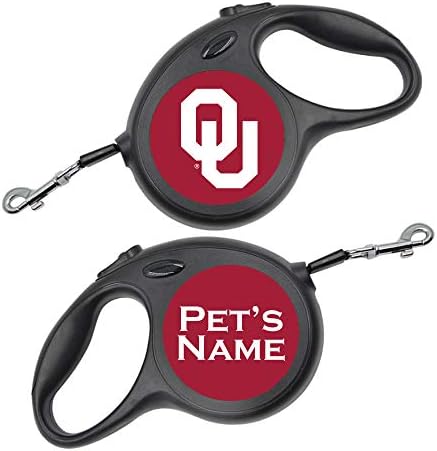Custom Team Retractable Dog Leash Personalized w/Your Pet's Name (Oklahoma Sooners)