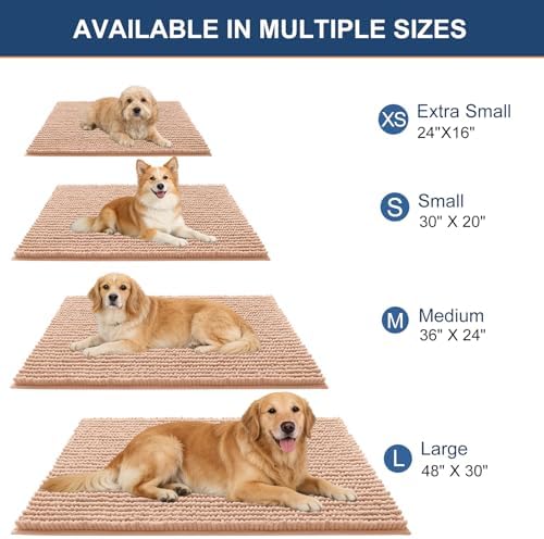 OLANLY Dog Door Mat for Muddy Paws 30x20, Extra Absorbent Chenille Mud Mat