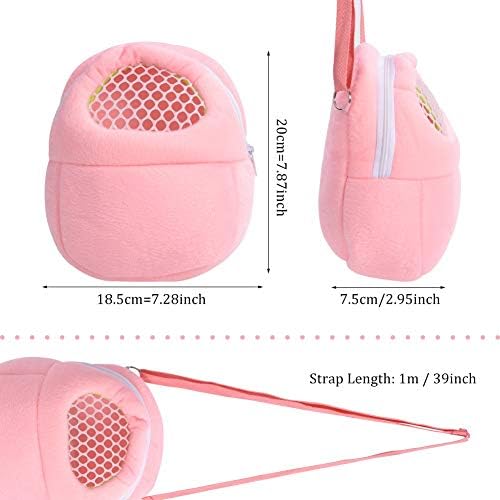 1 PCS Portable White Mesh African Hedgehog Hamster Breathable Pet Dog Carrier Bags Handbags Puppy Cat Travel Backpack (M, White Mesh - Pink, 18 x 22cm/7 x9 inch)