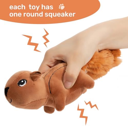 Hollypet Squeaky Hide and Seek Dog Toys for Small and Medium, Squirrel