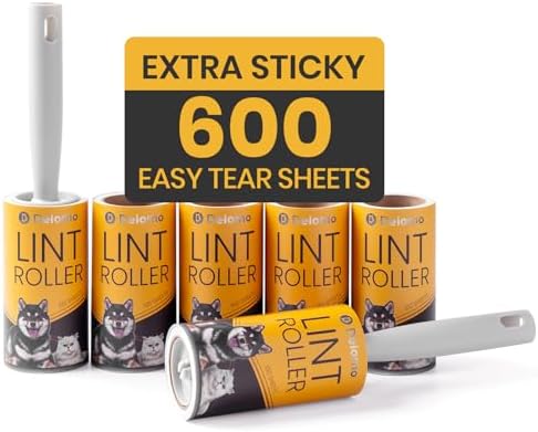 DELOMO Lint Roller for Pet Hair Extra Sticky, Mega Value Set of 600 Sheets
