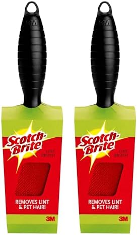 Scotch-Brite Lint Brush, Lint Remover for Pet Hair, Cat Fur, Dog Fur and Fluff, Great for Bedding, Sofas, & Clothing, Resuable, Double-Sided Head, No Adhesive, (Pack of 2)