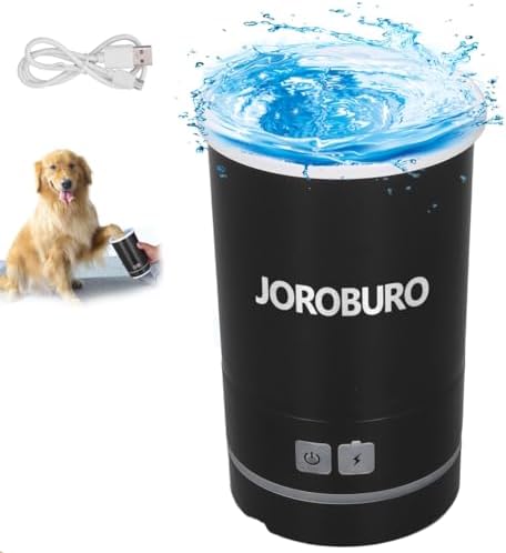 Automatic Dog Paw Cleaner, Rechargeable Electric Muddy Paw Washer, Portable Pet Paw Cleaner Cup with Soft Silicone Brush, Dog Foot Cleaning Machine for Small to Medium Dogs Grooming