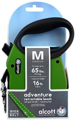 Alcott Adventure Retractable Leash, Medium, Green