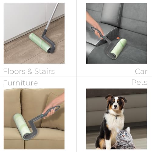 Smart Design Mega Floor Lint Roller Refill - Set of 2 (100 Sheets Total) - Easy-Peel Angled 10 inch Large Adhesive Sticky Sheets - Cleaning, Carpet, Car, Clothes, Dog Cat Fur, and Pet Hair Remover