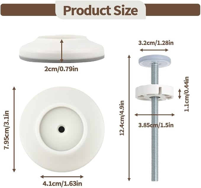12MM Baby Gate Extender Extension, 4 Pack Baby Gate Replacement Parts, M8 Replacement Bolt Part for Child Safety Pressure Mounted Safety Gates with Wall Protector for Stairs Cup Guard
