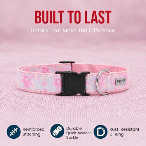 THE WORTHY DOG Summer Print, Adjustable Dog Collar,Medium Dogs, Floral