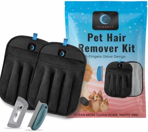 2-Pack Reusable Pet Hair Remover Gloves for Laundry, Furniture & Clothes, Best Dog & Cat Grooming Glove, Removes Fur from Couch, Car & Carpet
