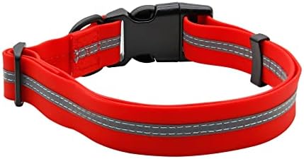 Nimble Reflective Waterproof Dog Collar Adjustable Odor Resistant Easy Clean Pet Collar for Small Medium Large Dogs Night Walking Outdoor Rainy Use (Small (9.45”-14.17”inches), Candy Red)