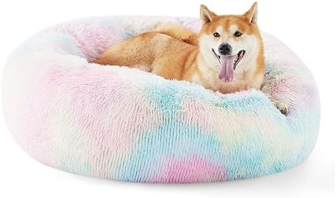 Bedsure Calming Dog Bed Medium Size Dog Donut Washable Pet Bed,30ins