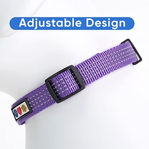 Pawtitas Pet Soft Training Adjustable Reflective Stitching Puppy / Dog Collar Large 1 Inch Purple