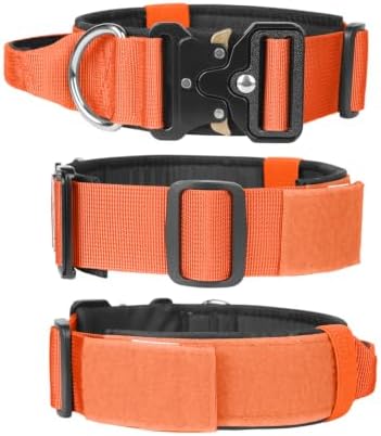 Tactical Dog Collar with Handle,Orange XL
