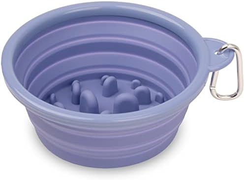 Bonza by Leash Boss Collapsible Dog Slow Feeder Bowl, Portable Silicone Travel Bowl for Food & Water, Slow Eating for Large, Medium, & Small Sized Breeds, Anti-Choking, BPA-Free, Dishwasher Safe