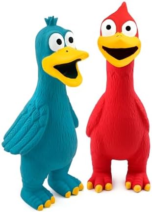 CHIWAVA 2PCS Squawking Latex Dog Toy Chicken Duck for Medium Large Dogs