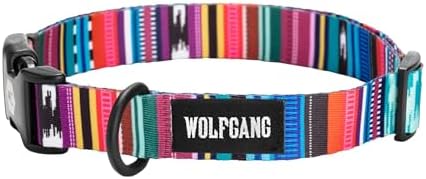 Wolfgang Heavy Duty, Adjustable Dog Collar with Quick Release Nylon Buckle for Walking & Training, Quetzal Print, Large