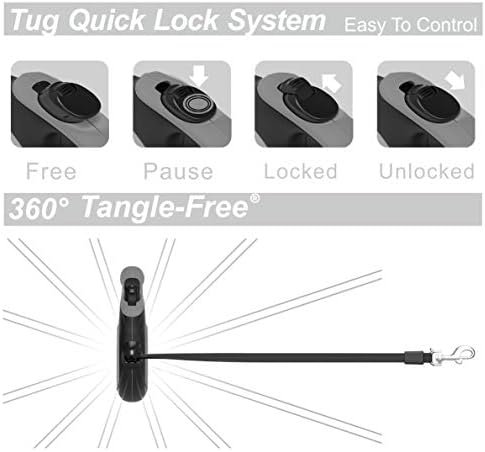 TUG Original Retractable Dog Leash, 16 ft (Large, Grey)