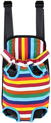 Dog Carrier Legs Out Front Pet Carrier Backpack Adjustable Puppy Cat Small Bag with Shoulder Strap and Sling for Traveling Hiking Camping Outdoor (XL, Rainbow)