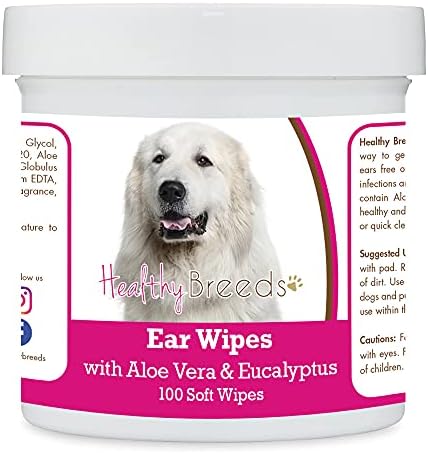 Healthy Breeds Great Pyrenees Ear Cleaning Wipes with Aloe & Eucalyptus for Dogs 100 Count