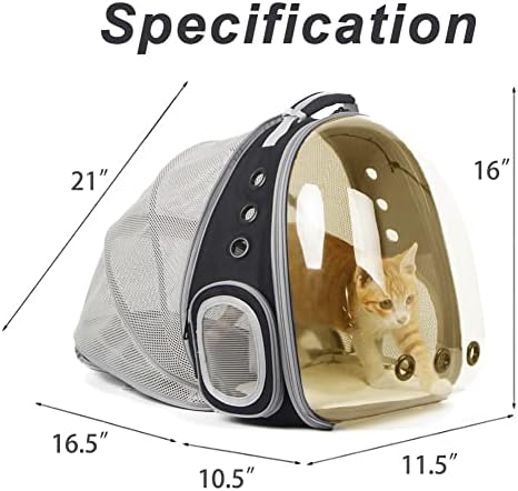 Expandable Backpack to Carry Cat, Fit up to 12 lbs, Space Capsule Astronaut Polarized Tinted Brown Bubble Window Pet Backpack Carrier for Kitten Bunny and Small Puppy Vet Visit