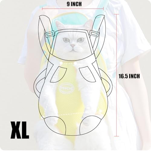 Feya Pet Carrier Backpack, Adjustable Pet Front Cat Carrier Breathable, Easy-Fit for Traveling Hiking for Small Medium Dogs Cats (Yellow and Green Stitching, XL-(Recommended Weight 10-12 Catties))