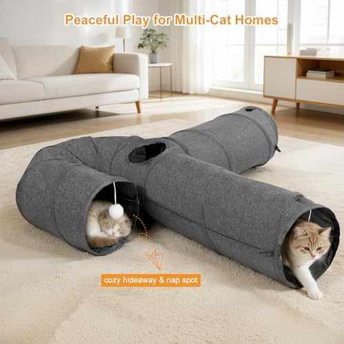 Ownpets 10" Large Cat Tunnel 3-Way U-Shape Oxford Fabric for Large Cat
