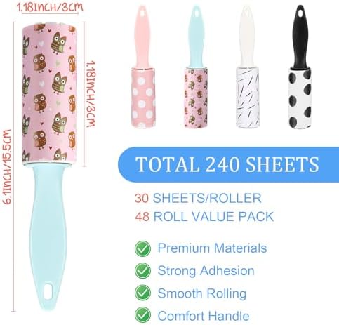Hushee 48 Pcs Mini Lint Rollers for Pet Hair Clothes, Travel Size