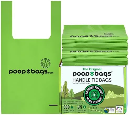 The Original Poop Bags® Dog Waste Bags with Handles, 38% Plant-Based, Heavy-Duty & Leak-Proof, 300 Count