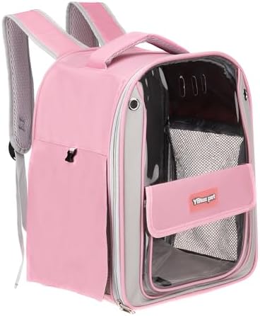 Pet Backpack Carrier, Portable and Ventilated, Oxford Cloth, Dogs Cats and Small Animals Travel Bag 13", (Pink, 1 Pcs), Intended for Hiking/Camping/Traveling