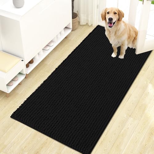 OLANLY Dog Door Mat for Muddy Paws 47x24, Extra Absorbent Chenille Mud Mat
