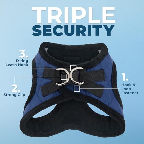 Voyager Step-in Plush Dog Vest Harness -Royal Blue Faux Leather, X-Small