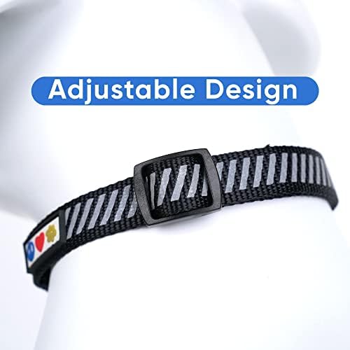 Pawtitas Reflective Dog Collar - Personalized Name & Phone Number, Adjustable for Small Dogs & Puppies - Black