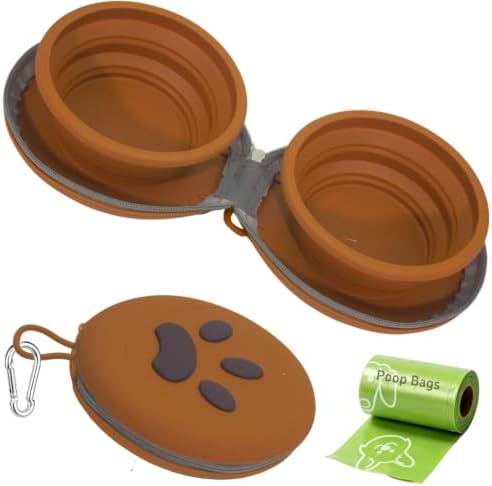 2-in-1 Collapsible Dog Travel Bowl Portable Silicone Carabiner