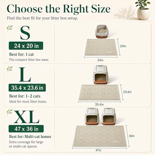 Yimobra Cat Litter Mat, Waterproof Litter Trapping Mat, 24x20, Beige