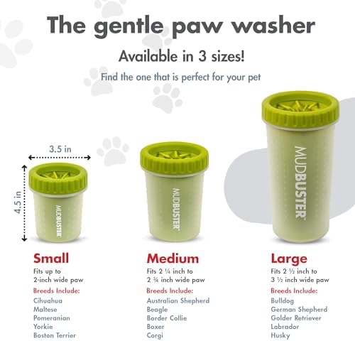 Dexas MudBuster Small Dog Paw Cleaner, Green, For Paws up to 2 inches Wide, Gentle Silicone Bristles for Quick, Easy Cleaning (Pack of 6)