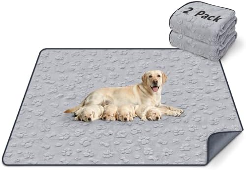 LOOBANI Washable Pee Pads for Dogs 36"x48", 2 Pack Whelping Pads, Gray