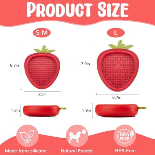 Freeze Dog Lick Bowl, Animire Non-Slip Slow Feeder Lick Mat for Dogs, Silicone Dog Enrichment Bowl for Distraction Anxiety Relief Boredom, BPA Free, Dishwasher Safe(Red,S)