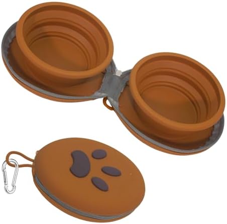 2-in-1 Collapsible Dog Travel Bowl Portable Silicone Carabiner