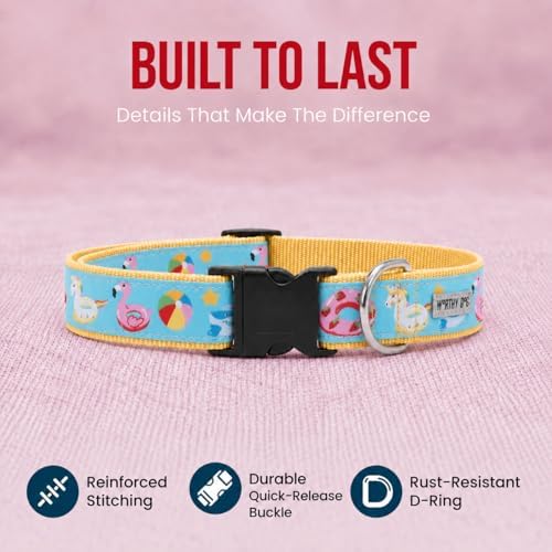 THE WORTHY DOG Summer Print, Adjustable Dog Collar, Large Dogs, Pool Party