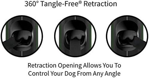 TUG Oval 360° Tangle-Free Retractable Dog Leash with Integrated Waste Bag Dispenser (Large, Green)