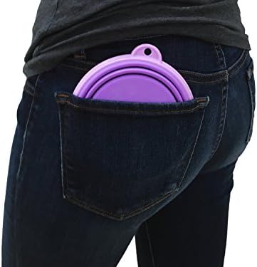 Collapsible Silicone Water Travel Bowl with Clip for Dog and Cat, Portable and Durable Pop-up Feeder for Convenient On-The-go Feeding – Size: Small (1.5 Cups) Purple – 2 Pack